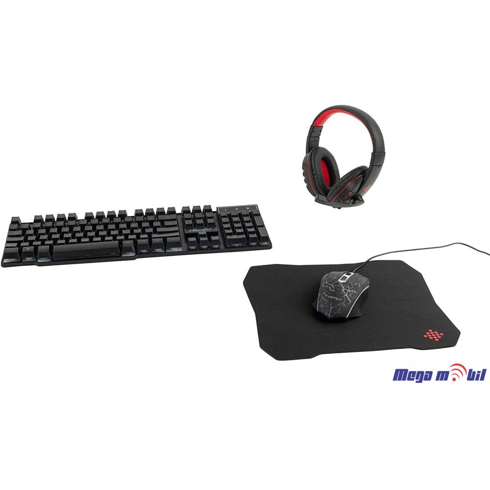 Gaming SET Intempo Quest 4vo1 - Slusalki+Tastatura+Gluvce+Podloga